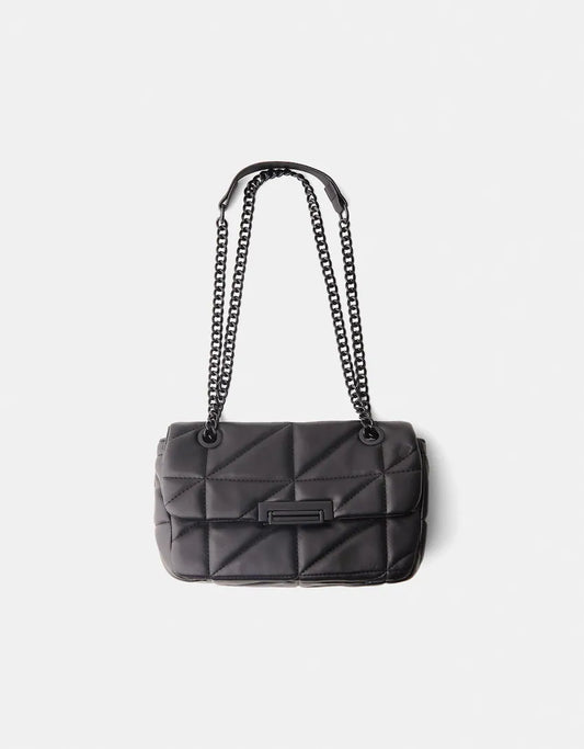 Quilted multi-way messenger bag with chain