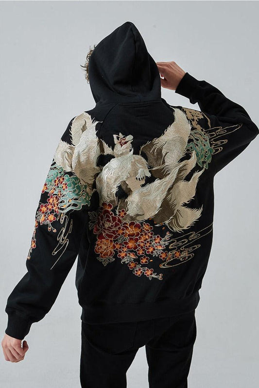 EMBROIDERED FOX HOODIE