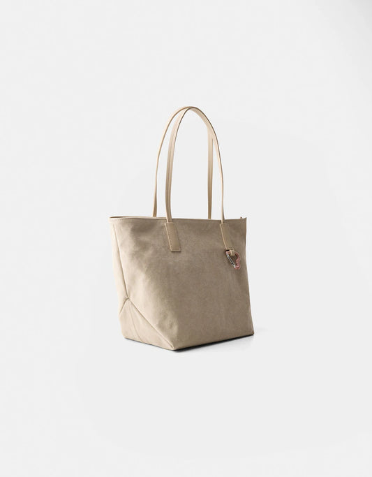 Shopper bag Beige with heart charm
