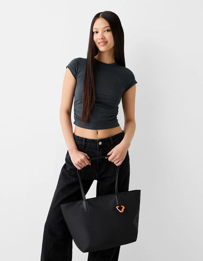 Shopper bag Black with heart charm