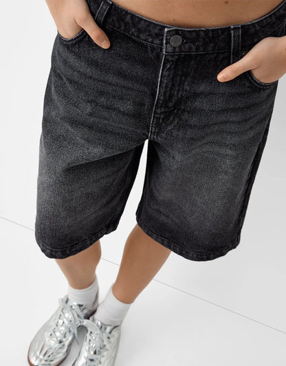 Baggy denim Bermuda shorts